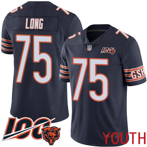 Chicago Bears Limited Navy Blue Youth Kyle Long Home Jersey NFL Football #75 100th Season